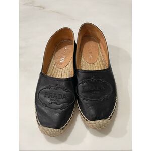 Prada leather embossed espadrilles size 5